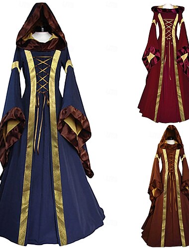  Médiéval Renaissance Robe de cocktail Robe de Bal Ren Faire Viking Étranger Elfe Femmes Celtique Fantaisie Royal Halloween Carnaval Mascarade Soirée LARP Foire de la Renaissance Adultes Robe