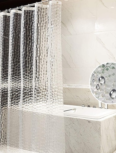 EVA durchsichtige duschvorhänge Transparenter Innenfutter Wasserabweisender Duschvorhang für Badezimmer Duschkabine Wasserwürfel 180cmx180cm