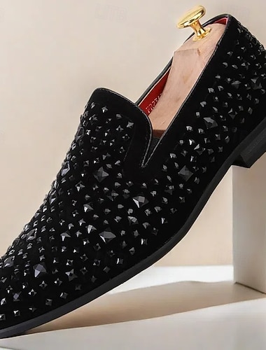 pánské černé sametové mokasíny – gotické plesové a noční klubové společenské boty v punkrockovém stylu   pánské černé sametové mokasíny – gotické plesové a noční klubové společenské boty v punkrockovém stylu