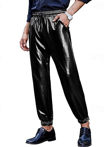  Retro Vintage 1980er Knöchellänge Hose Jogger Disco Lack-Latex glänzend Metallisch Herren Halloween Karneval Pride Parade Pride-Monat Erwachsene Hose Ganzjahres