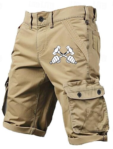  Herren Grafik Hammer Cargo-Shorts Arbeitsshorts Mittlere Taille Klassisch Lässig Outdoor Campen und Wandern Mehrere Taschen Designer Bekleidung