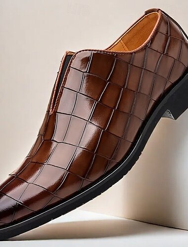  burgunder-krokodillemønster for menn slip-on-sko i kunstskinn – elegante fritidssko for smarte uformelle begivenheter