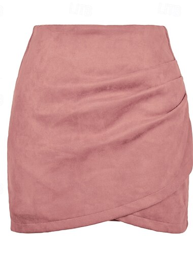 Per donna Gonna Aderente Moda Mini Vita media Gonne Semplice Arricciato Micro-elastico Vacanza Streetwear Vinaccia Nero Rosa Verde militare Estate Poliestere