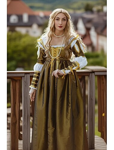  Mittelalterlich Renaissance Kleid Abschlussballkleider Abendkleid Wikinger Keltischer Ritter Damen königlich Halloween Karneval Maskerade Leistung LARP Renaissance-Messe Erwachsene Kleid