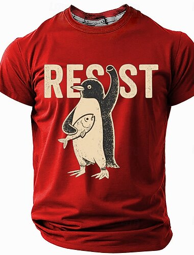  Herren Pinguin Tarife T-Shirt Kurzarm T-Shirt 3D-Druck Rundhals Shirt Mode Alltag Casual Street Casual Täglich Schwarz Rot Blau Sommer Frühling Kleidung Bekleidung S M L XL XXL XXXL