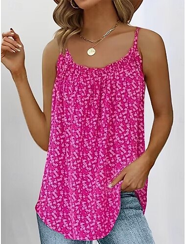  Damen Camisole-Tanktop Blumen Täglich Lässig Ärmellos Träger Normale Oberteile Täglich Druck Schwarz Blau Fuchsie Grün Sommer