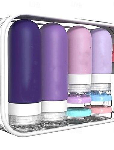  17 pakke rejseflasker til toiletartikler, tsa godkendte silikone rejsebeholdere lækagesikre genopfyldelige rejsetilbehør til shampoo balsam lotion body wash
