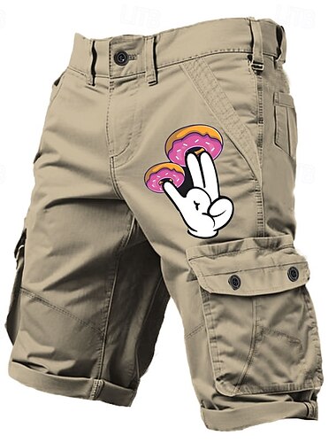 Herren Grafik Lustig Donuts Cargo-Shorts Arbeitsshorts Mittlere Taille Klassisch Taktisch Outdoor Campen und Wandern Mehrere Taschen Designer Bekleidung