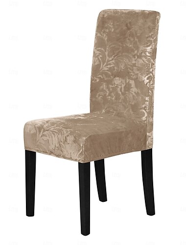  Housse de chaise de salle à manger extensible en velours et peluche, 2 pièces, housse de protection de chaise extensible avec bande élastique pour salle à manger, cérémonie de mariage, banquet,