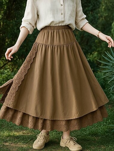  Retrò Vintage Medievale Gonna Costume Per donna Mascherata Casual Quotidiano Adulti Gonna