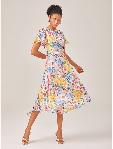  Damen Regenbogen Sommer Rundhalsausschnitt Elegant XS S M