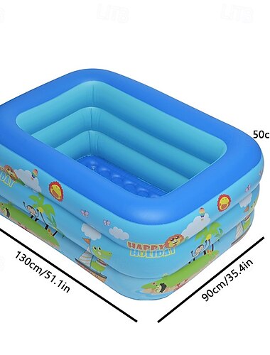  oppustelig topring-swimmingpool familiestørrelse pvc-soppebassin med flere komponenter - strømfri svømme- og legepool hjemme med fortykket marinekuglegravdesign