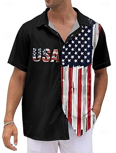  Independence Day 4 juli Amerikaanse Vlag Manga Hawaï-shirts Back To School Amerikaanse Vlag Grafisch Voor Voor heren Volwassenen Maskerade 4 juli 3D afdrukken Festival