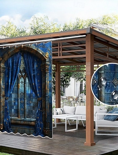 Vattentät Utomhusgardin Integritet Glidande Patio Gardin Draperier Pergola Gardiner Hål 3D Landskap Falskt Fönster För Gazebo Balkong Veranda Fest 1 Panel   Vattentät Utomhusgardin Integritet Glidande Patio Gardin Draperier Pergola Gardiner Hål 3D Landskap Falskt Fönster För Gazebo Balkong Veranda Fest 1 Panel