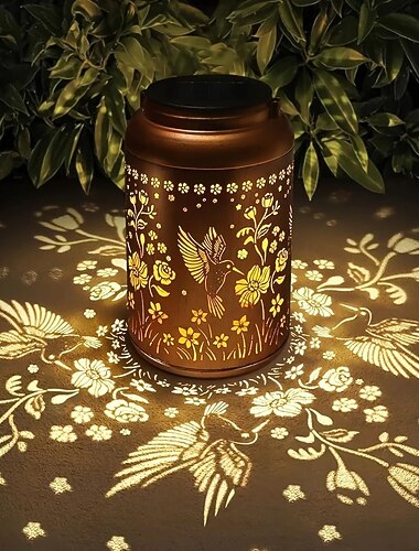  1 szt. Lampa solarna z kolibrem, wiszące na zewnątrz, wodoodporne metalowe rzemiosło, dekoracja ogrodu, trawnika, wyślij znajomemu prezent urodzinowy