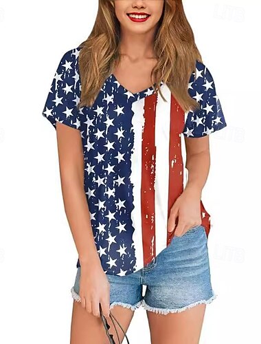  Independence Day 4 juli Amerikaanse Vlag T-Shirt Manga Back To School Amerikaanse Vlag Grafisch Voor Dames Volwassenen Maskerade 4 juli 3D afdrukken Festival