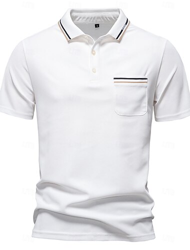  Herren Polo Strick-Polopullover Formell Arbeit Umlegekragen Kurzarm Farbblock Stripe-Trim Streifen Frühling Wein Weiß Marineblau Armeegrün Beige Polo