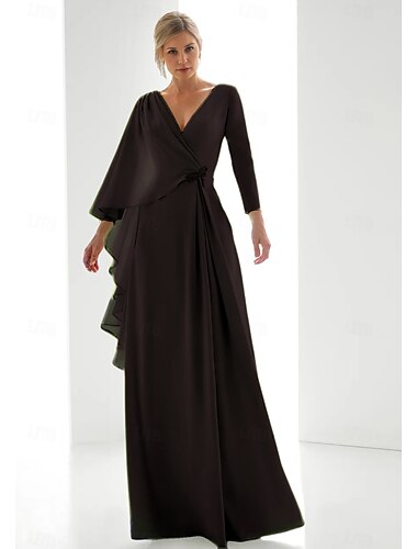  grünes Chiffon-A-Linien-Abendkleid, elegantes Hochzeitsgastkleid, formelles bodenlanges, langärmliges V-Ausschnitt mit Schlitz 2025