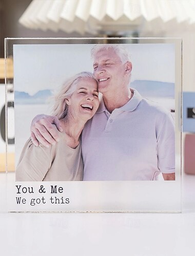  personalisierter Fotoblock Acryl benutzerdefinierte Glas Fotoplakette Acrylblock Foto Text Kristall Hochzeitsgeschenk Geburtstag Vatertag Hochzeiten