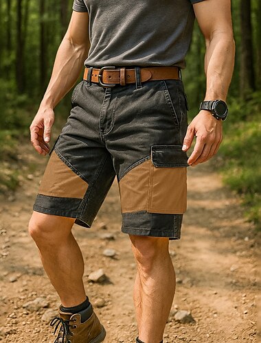  Homme Shorts cargo Shorts Bermuda Shorts de plage Shorts de Randonnée Multi-poches Jambe Droite Géométrique Bloc de Couleur Uni Respirant Évacuation de l'Humidité Longueur Genou Extérieur Occasionnel