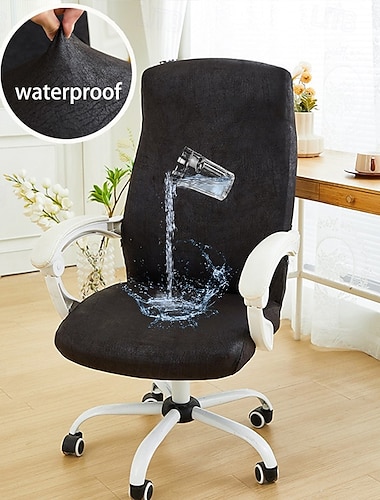  Fundas elásticas de cuero sintético para silla, resistentes al agua, antisuciedad, giratorias, elásticas, para escritorio de ordenador de oficina, fundas extraíbles, fundas para silla de oficina con