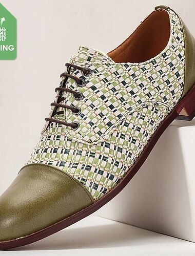  Homme Derby Cuir PU Tissu en nylon Respirant Confortable Antidérapant À lacets Vert Été Printemps