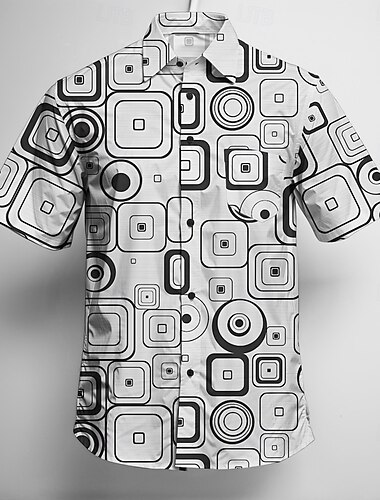  Retro Vintage Anos 70 Camisa Camisa Aloha Hippie Discoteca Geométrico Homens Baile de Máscaras Férias Festa Parada do Orgulho Adulto Camisa