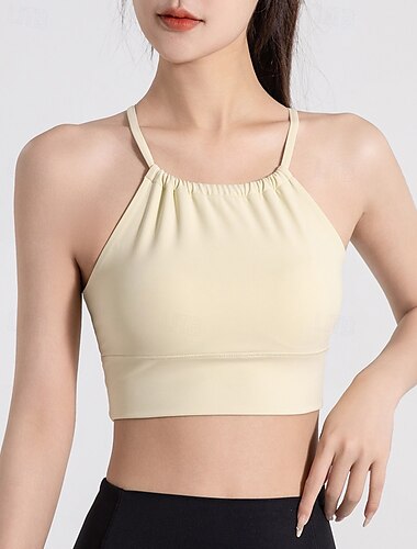  Dames BH-top spag Kruislings terug Ademend Effen Sport Sportkleding Zwart Geel Yoga Fitness Informeel