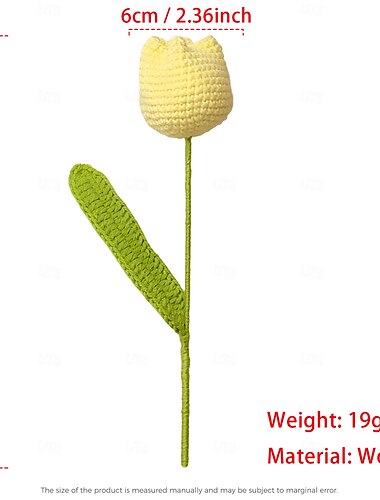  1 Zweig gehäkelte Tulpenblume, gestrickte Kunstblume für Wohndekoration, ewiges handgemachtes Geschenk für Frauen, Mädchen, Freunde, Geburtstag, Hochzeitsfeier