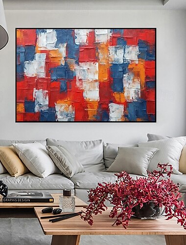  handgjord oljemålning canvas väggkonst dekoration modern abstrakt färgblock textur för heminredning sträckt ram hängande målning / rullad ramlös osträckt målning