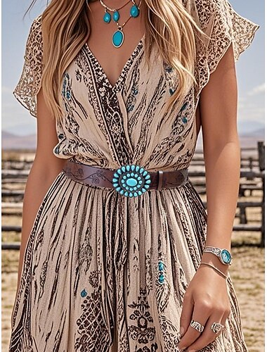  Cinturón concho turquesa estilo western para mujer: cinturón de piel sintética con grabado floral para rodeo, festivales, atuendos bohemios y ropa informal.