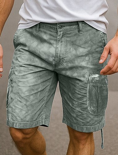  Herr Cargo-shorts Outdoor Shorts Camping Shorts Camo Shorts Vandringsshorts Flera fickor Rakt ben Knytbatik Kamuflasje Fuktabsorberande Bärbar Knelängd Ledigt Dagligen Helgdag Mode Streetwear