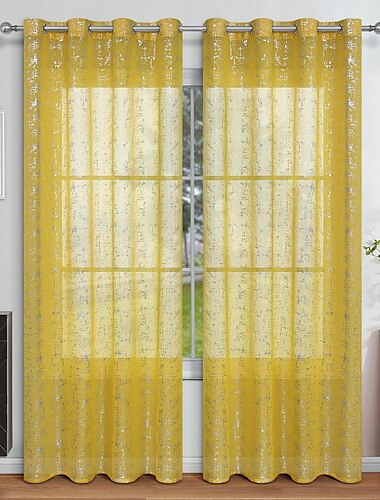  Durchsichtiger Vorhang mit Muster und Ösen für Fensterdekorationen kreisförmig bedruckt durchscheinend für Schlafzimmer türkisgrau 1 Paneel