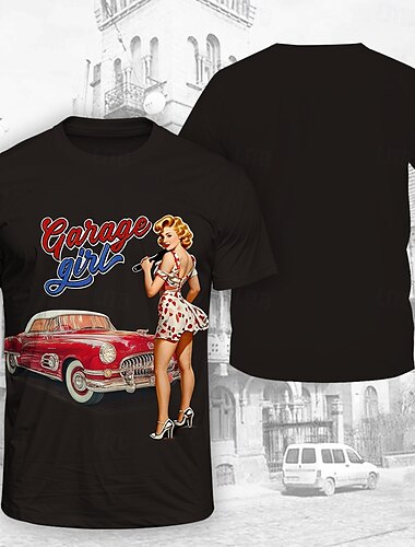  T-Shirt Retro Poster Retro-Mädchen Grafik Für Herren Erwachsene Maskerade 3D-Druck Urlaub Party