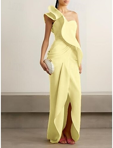  Schlauchkleid Cocktailkleider Elegant Kleid Formell Hochzeit Asymmetrisch Ärmellos Ein-Schulter Stretch-Crêpe mit Rüschen 2025