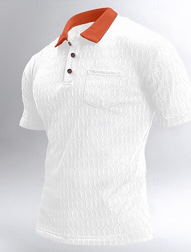  Herren Golf Poloshirts Strick-Poloshirt Arbeit Lässig Revers Gerippter Polokragen Kurzarm Basic Modern Geometrisch Farbblock Knöpfe Gestrickt Frühling & Sommer Normale Passform Schwarz Wei
