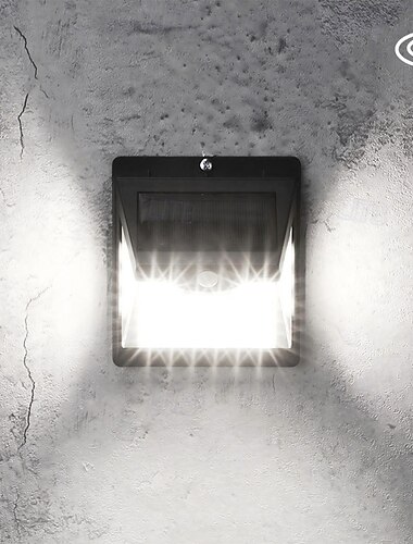  1pc lampe solaire avec détecteur de mouvement 40led tri-side lampe solaire extérieure étanche pour voie cour garage porche éclairage de sécurité sans fil 6500k blanc pur noir