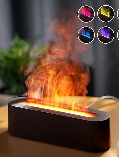  Flammendiffusor, Upgrade 7-Farben-Lichter, Diffusor für ätherische Öle, LED, bunte Atmosphäre, USB-betrieben, geeignet für die Dekoration von Zuhause, Schlafzimmer, Büro