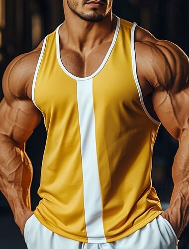  Homme Débardeur Gilet Sous-Vêtements T-shirt sans manches Sans manches Col Rond Décolleté Été Uni Mode Classique Confortable Bloc de Couleur Rue Occasionnel Sports Jaune Rouge Bleu Roi T-shirt haut