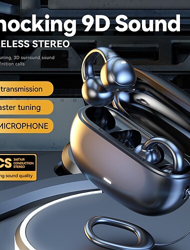  TWS Bluetooth-Kopfhörer mit Ohrclip, Sport- und Freizeitkopfhörer, 5.3-Zoll-Wireless-Headset, wasserdichte Ohrhörer, Stereo-Sportkopfhörer mit Rauschunterdrückung