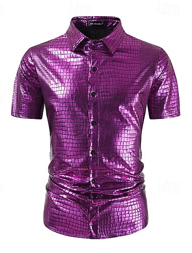  Retro Vintage 1980er T-Shirt Hemd Disco Lack-Latex glänzend Metallisch Herren Halloween Karneval Pride Parade Pride-Monat Erwachsene Hemd Sommer