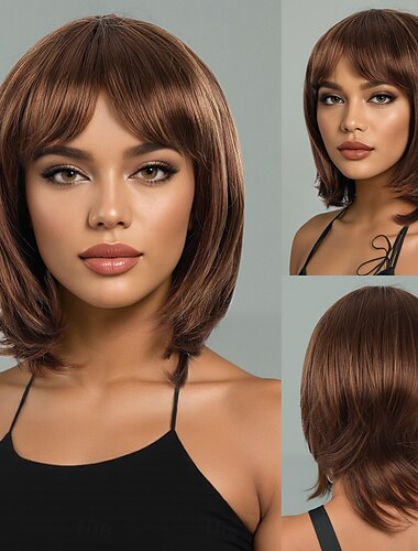  Syntetiska peruker Lockig väv Naturlig rak Mittdel Asymmetrisk frisyr Maskingjord Peruk 12 Inch A1 Syntetiskt hår Dam Moderiktig design Klassisk Bekväm Blond