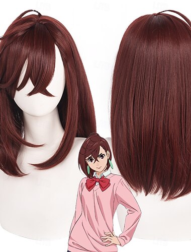  Synthetische Perücken Ayase Momo Kinky Glatt Natürlich glatt Asymmetrisch Tiefer Scheitel Maschinell hergestellt Perücke 16 Zoll A1 Synthetische Haare Damen Niedlich Klassisch Bequem Mehrfarbig