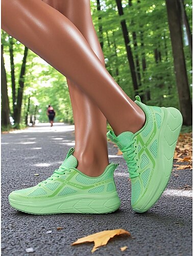  joggesko i mesh for kvinner – lette pustende sneakers med snøring for parkjogging og kondisjonstrening