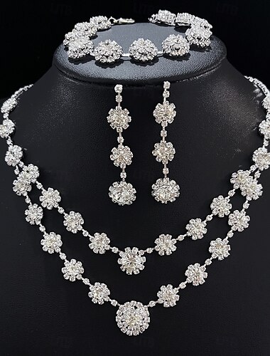  Brud Smyckeset 1set Bergkristall Legering Örhängen Dekorativa Halsband Armband Dam Elegant Stylish Lyx Smyckeset Till Bröllop Speciellt Tillfälle Festkvällskläder