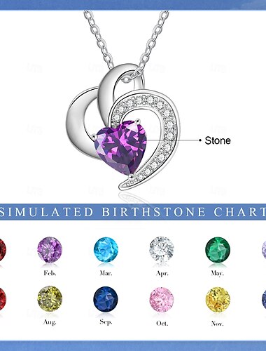  Collar personalizado con piedra de nacimiento de corazón para mamá, esposa, novia, regalo de joyería de piedra de cumpleaños personalizado para el Día de la Madre, Navidad, aniversario, cumpleaños