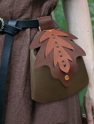  Médiéval Renaissance Sac Pochette de Ceinture Porte-monnaie Elfe Viking Ranger Feuille Déguisement Femmes Halloween Carnaval Occasionnel LARP Foire de la Renaissance Adultes