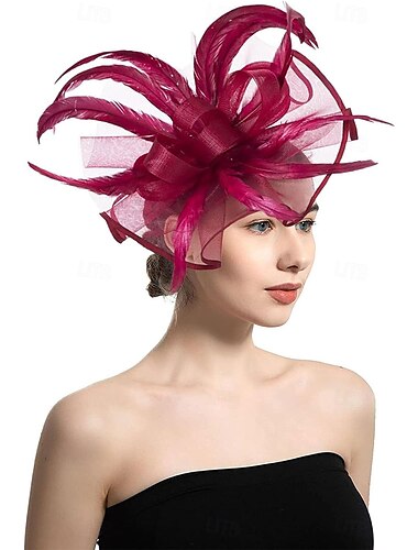  γυναίκες fascinator λουλούδια φτερά καπέλο τσάι για ντέρμπι κοκτέιλ γάμου Κεντάκι fascinators καπέλο μπλε του ουρανού