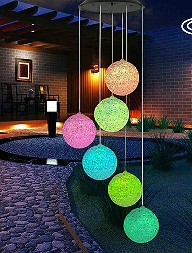  luces solares al aire libre luz de bola led colorida a prueba de agua lámpara colgante al aire libre balcón jardín patio decoración de la habitación luz de carillón de viento luz solar led ip65 para