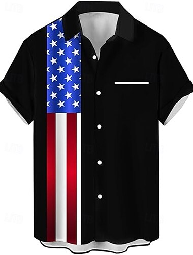  Independence Day 4 juli Amerikaanse Vlag Manga Hawaï-shirts Back To School Amerikaanse Vlag Grafisch Voor Voor heren Volwassenen Maskerade 4 juli 3D afdrukken Festival
